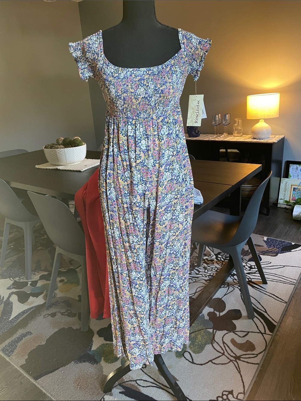 Rewind Floral Multi-Color Smocked Jumpsuit